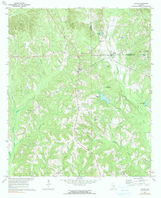 Classic USGS Lapine Alabama 7.5'x7.5' Topo Map Image