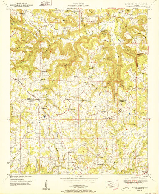 Classic USGS Lawrence Cove Alabama 7.5'x7.5' Topo Map Image