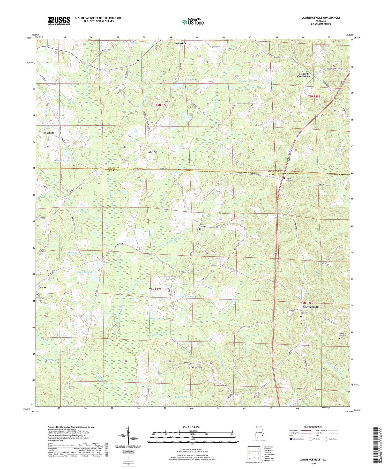Lawrenceville Alabama US Topo Map Image