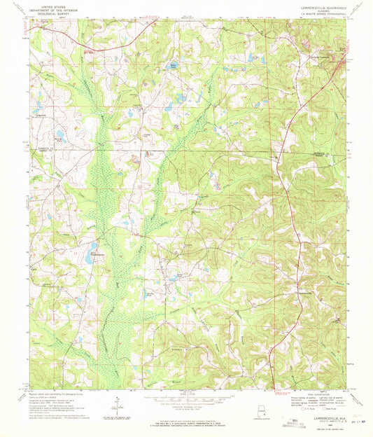 Classic USGS Lawrenceville Alabama 7.5'x7.5' Topo Map Image