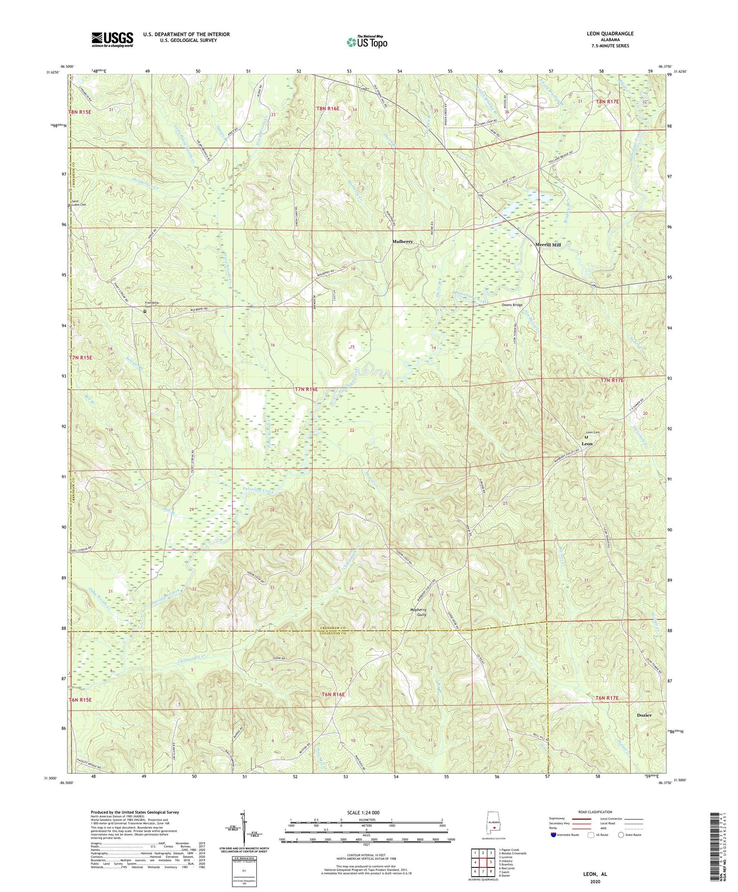 Leon Alabama US Topo Map Image