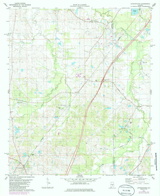 Classic USGS Letohatchee Alabama 7.5'x7.5' Topo Map Image