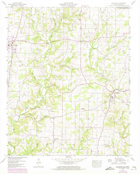 Classic USGS Lexington Alabama 7.5'x7.5' Topo Map Image