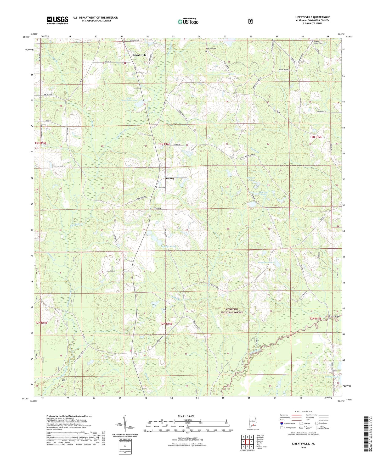 Libertyville Alabama US Topo Map Image