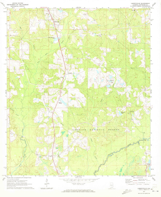 Classic USGS Libertyville Alabama 7.5'x7.5' Topo Map Image