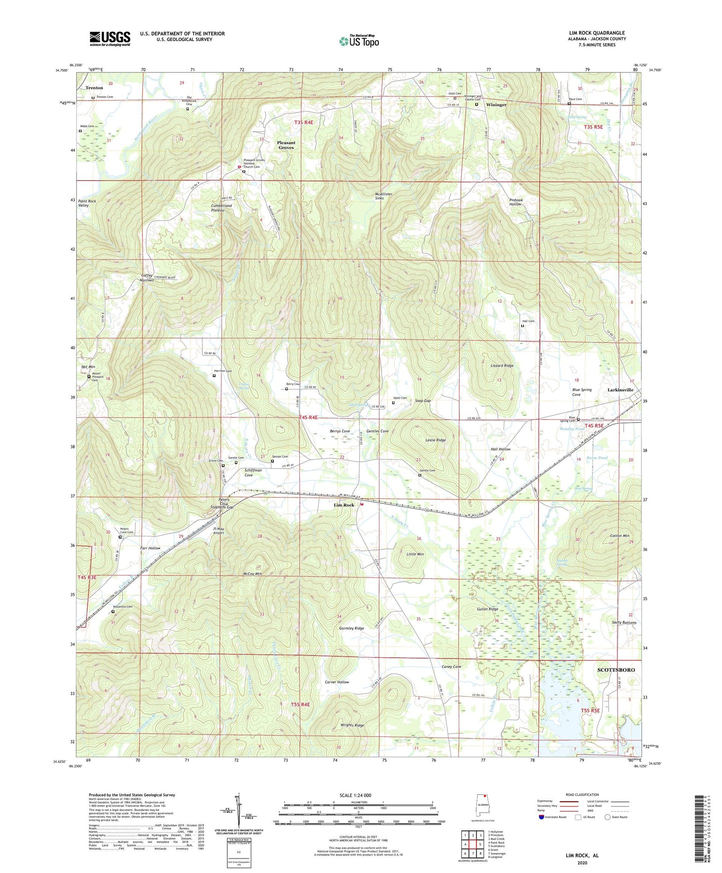 Lim Rock Alabama US Topo Map Image