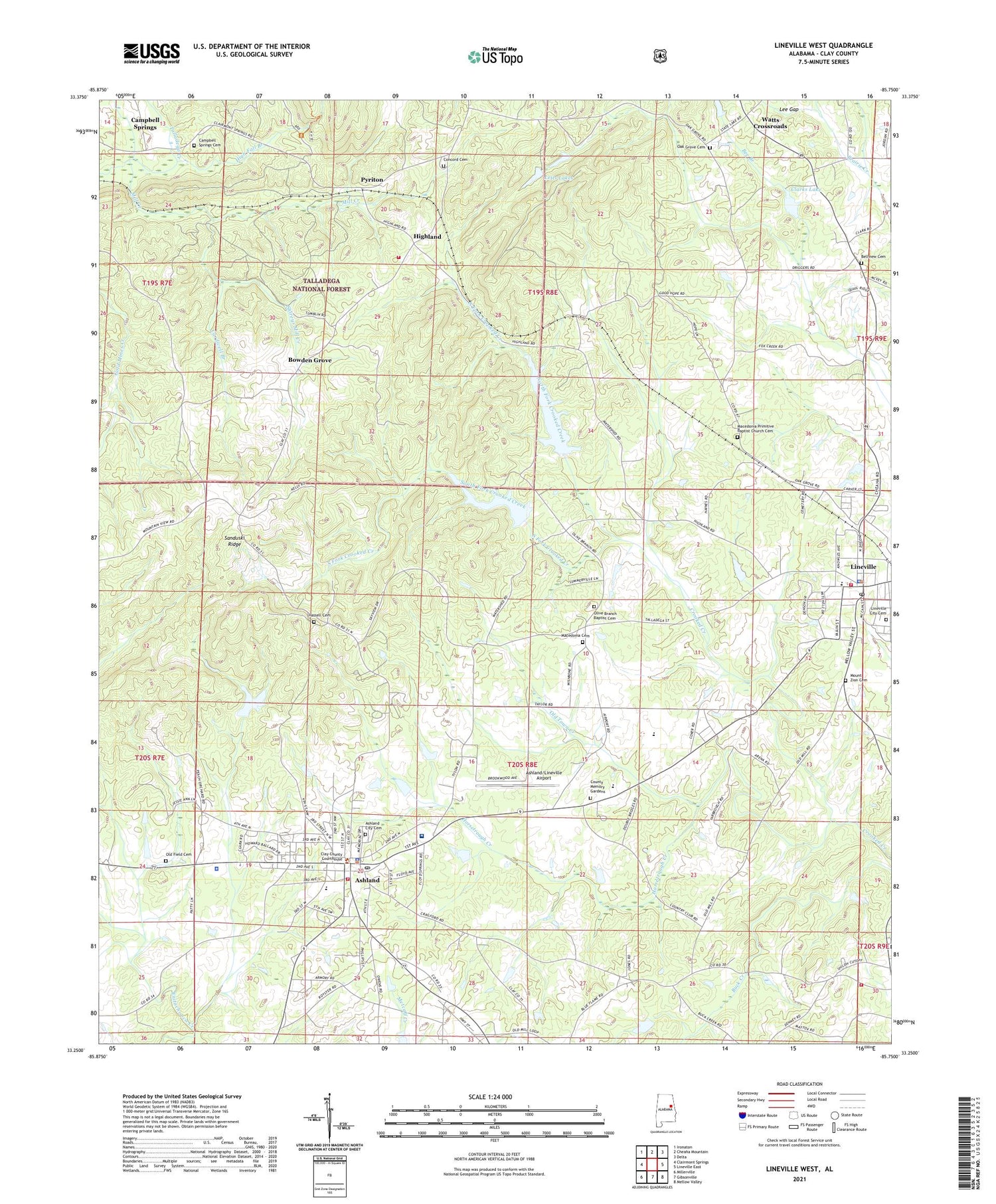 Lineville West Alabama US Topo Map Image