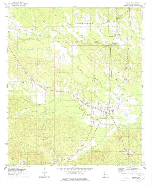 Classic USGS Lisman Alabama 7.5'x7.5' Topo Map Image