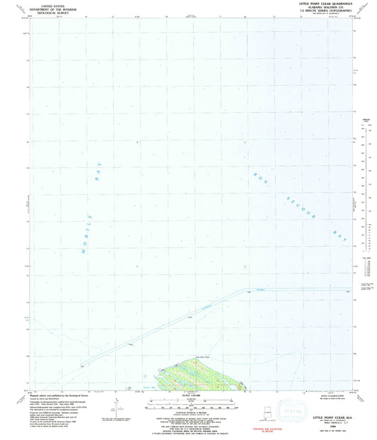 Classic USGS Little Point Clear Alabama 7.5'x7.5' Topo Map Image