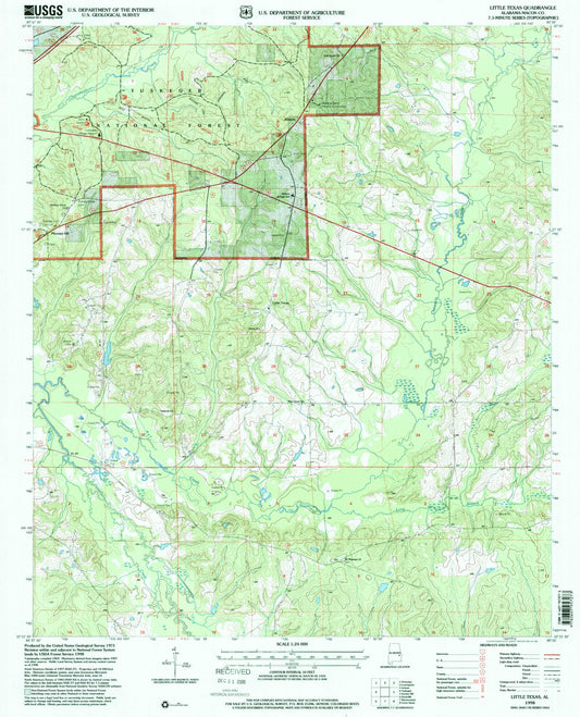 Classic USGS Little Texas Alabama 7.5'x7.5' Topo Map Image
