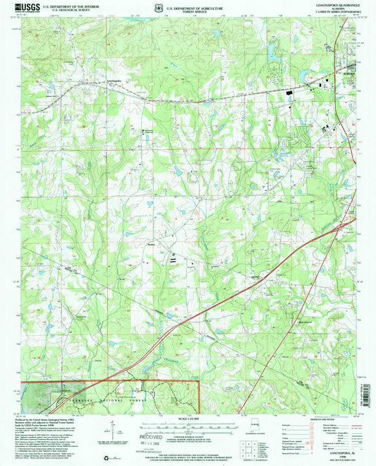 Classic USGS Loachapoka Alabama 7.5'x7.5' Topo Map Image