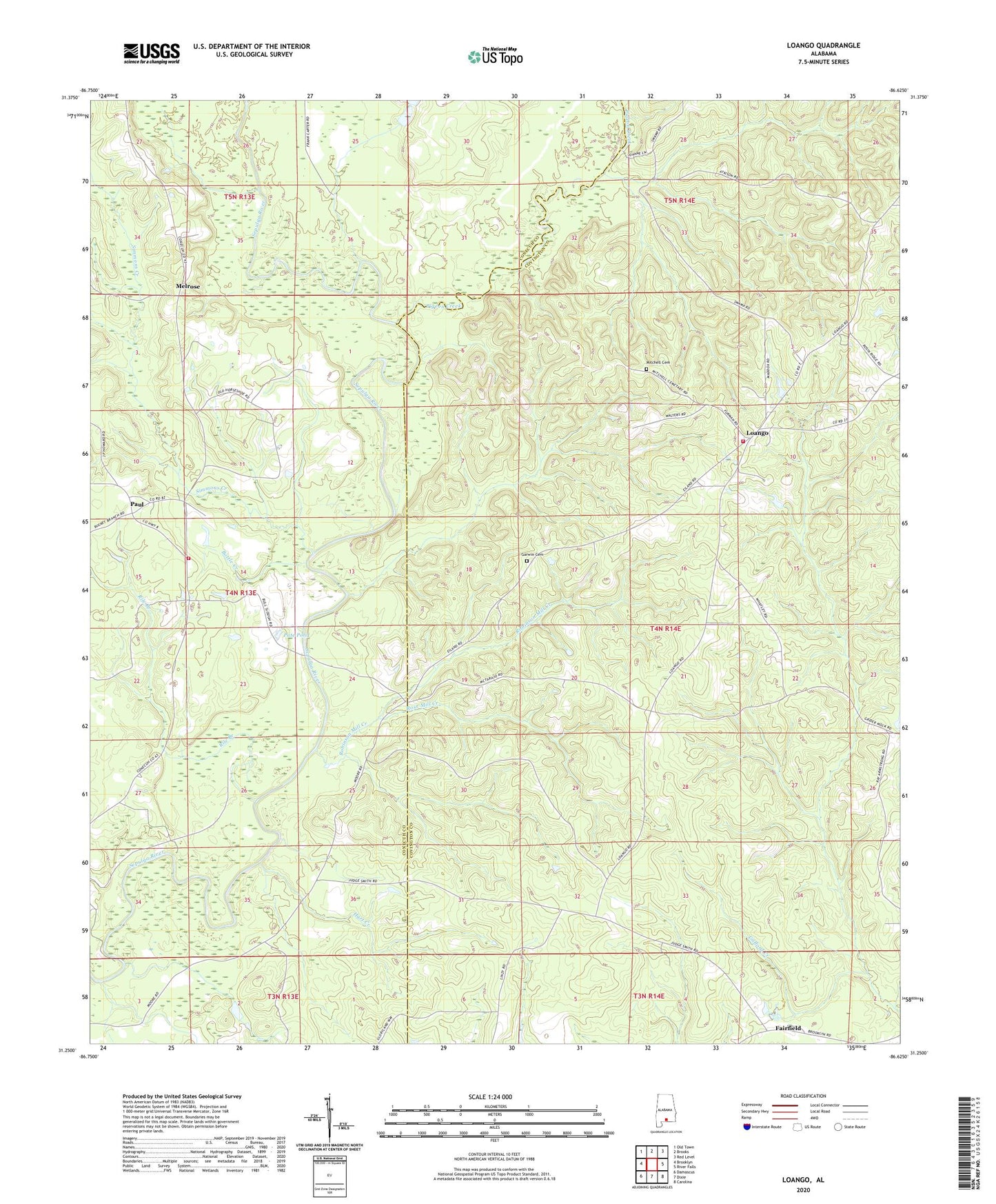 Loango Alabama US Topo Map Image