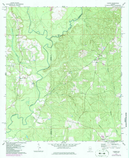 Classic USGS Loango Alabama 7.5'x7.5' Topo Map Image