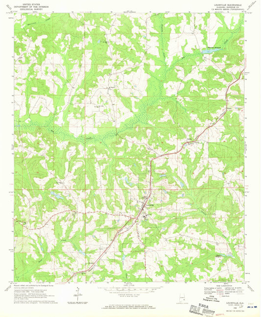 Classic USGS Louisville Alabama 7.5'x7.5' Topo Map Image