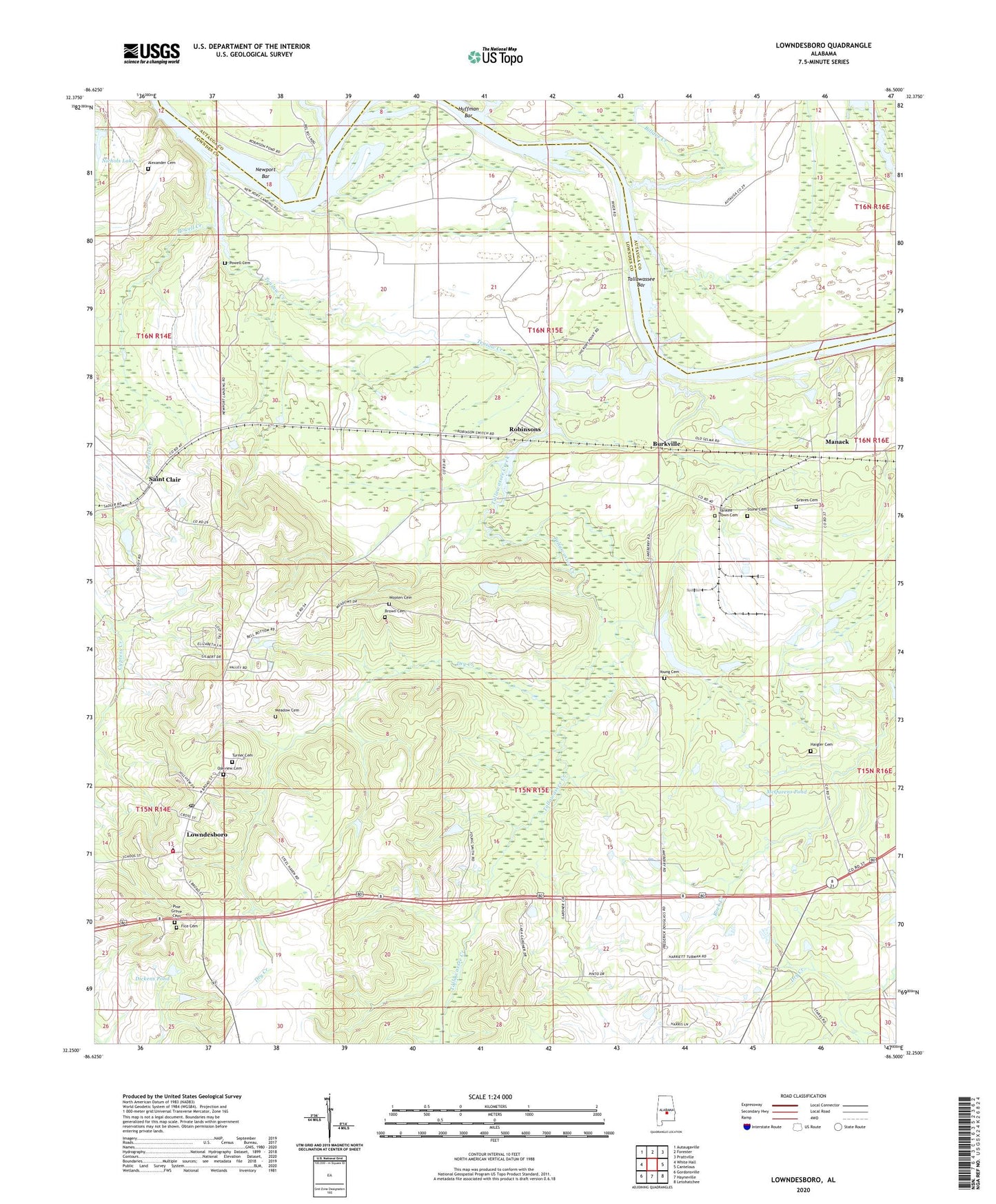 Lowndesboro Alabama US Topo Map Image