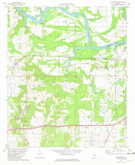 Classic USGS Lowndesboro Alabama 7.5'x7.5' Topo Map Image