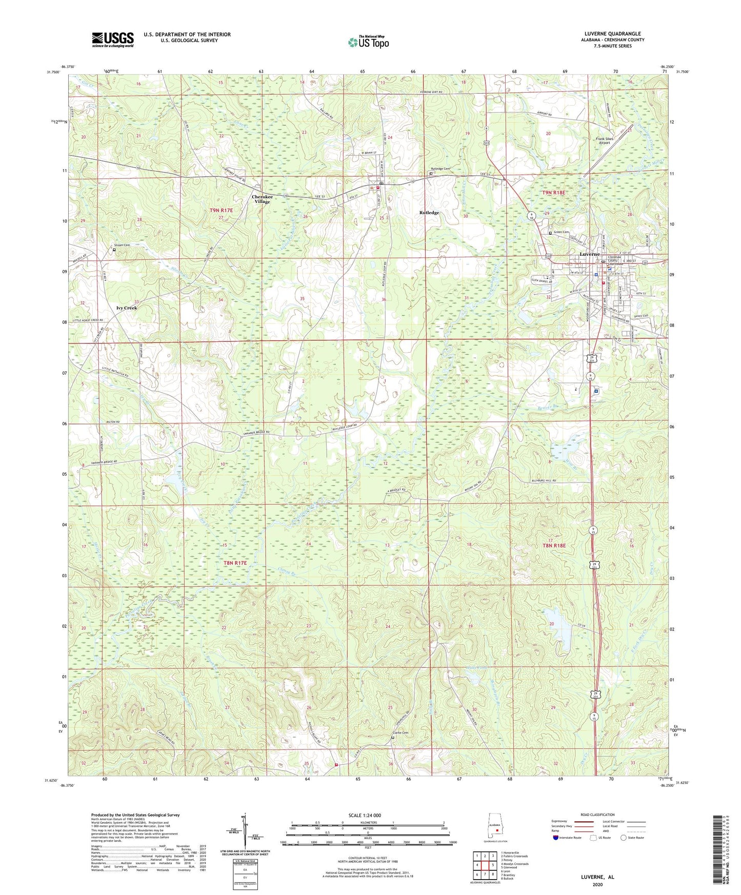 Luverne Alabama US Topo Map Image