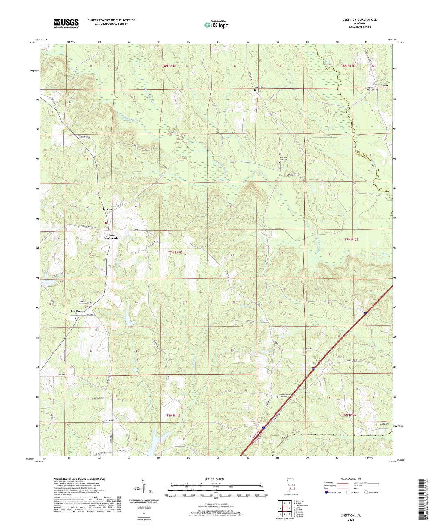 Lyeffion Alabama US Topo Map Image