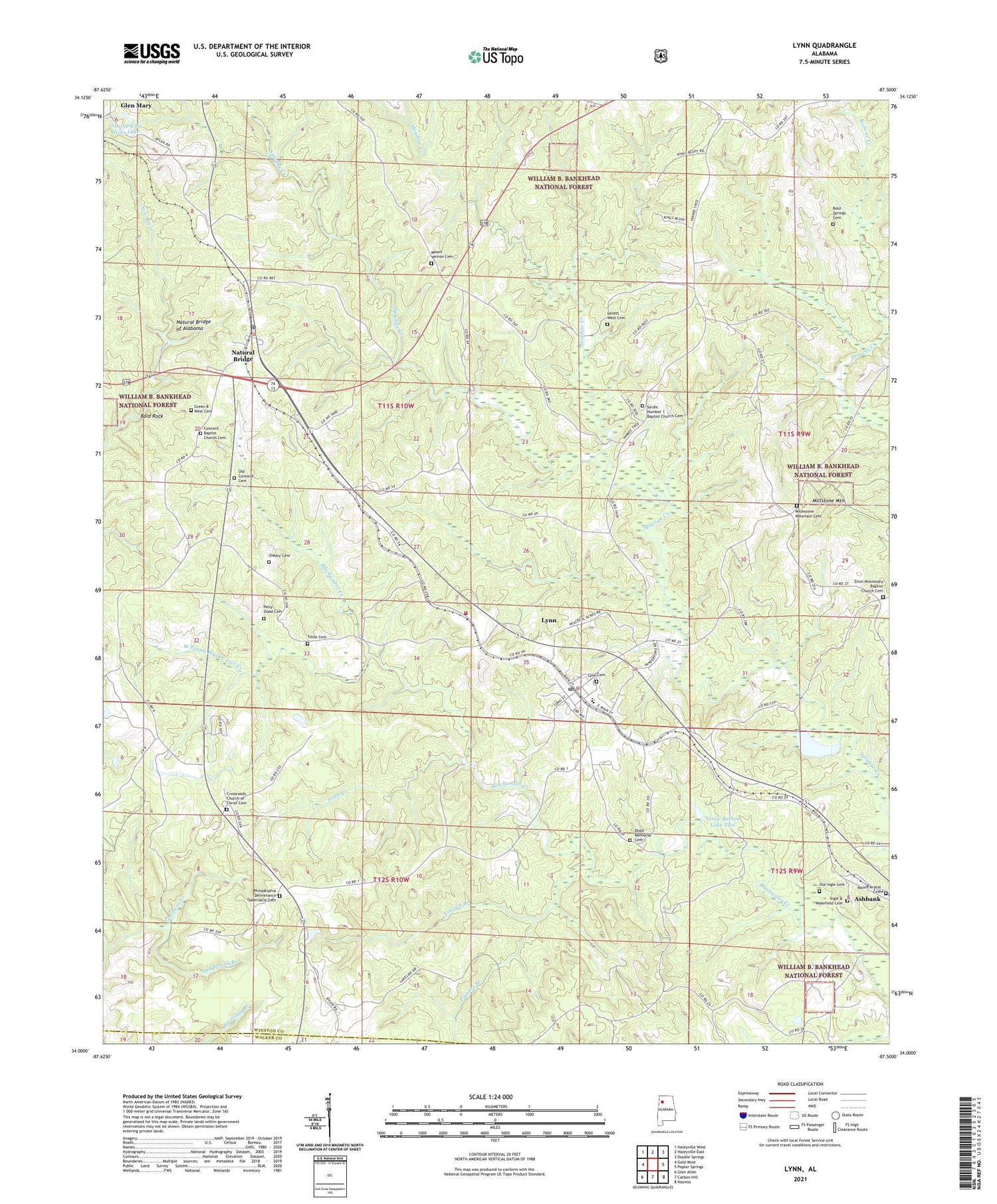 Lynn Alabama US Topo Map Image