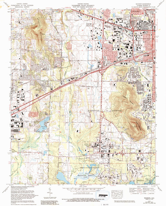 Classic USGS Madison Alabama 7.5'x7.5' Topo Map Image
