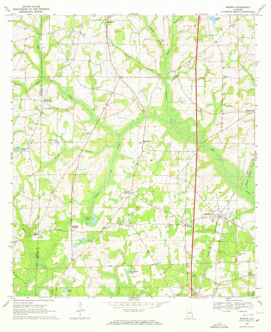Classic USGS Madrid Alabama 7.5'x7.5' Topo Map Image