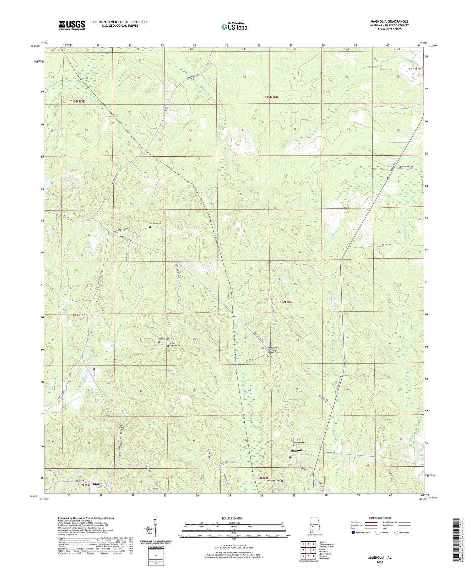 Magnolia Alabama US Topo Map Image
