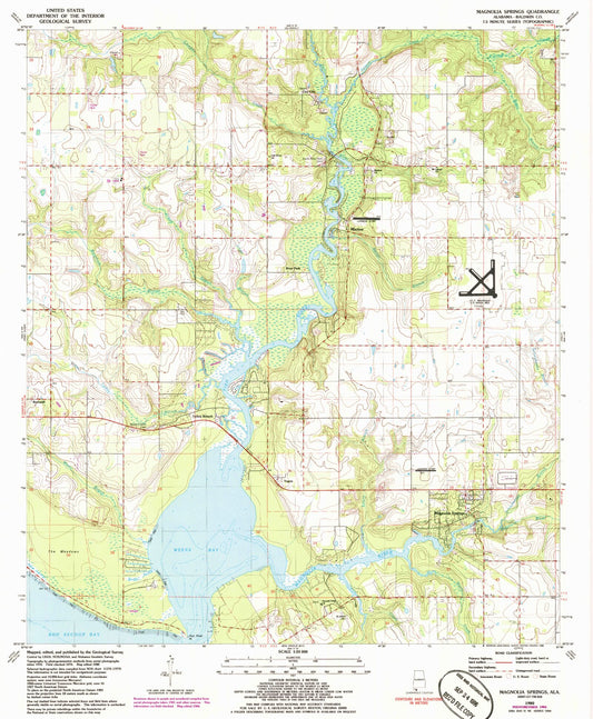 Classic USGS Magnolia Springs Alabama 7.5'x7.5' Topo Map Image
