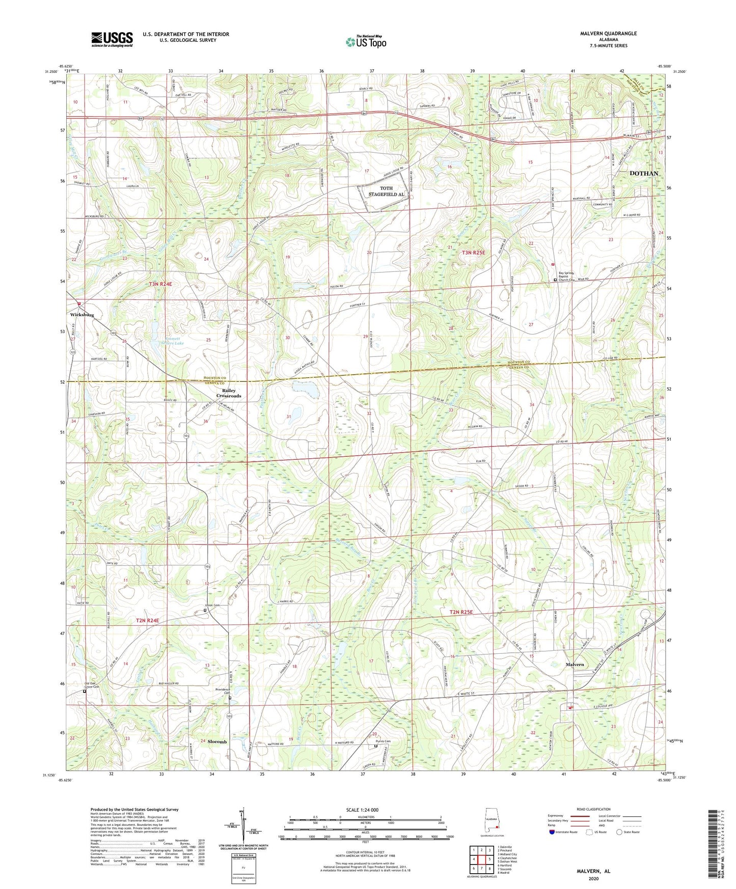 Malvern Alabama US Topo Map Image
