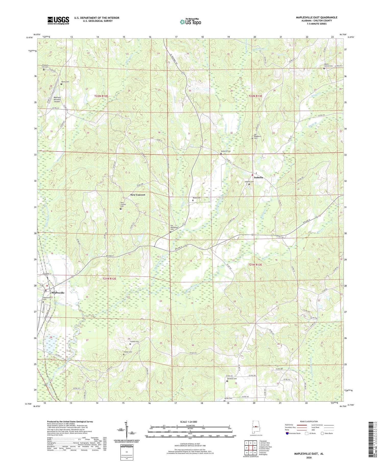 Maplesville East Alabama US Topo Map Image