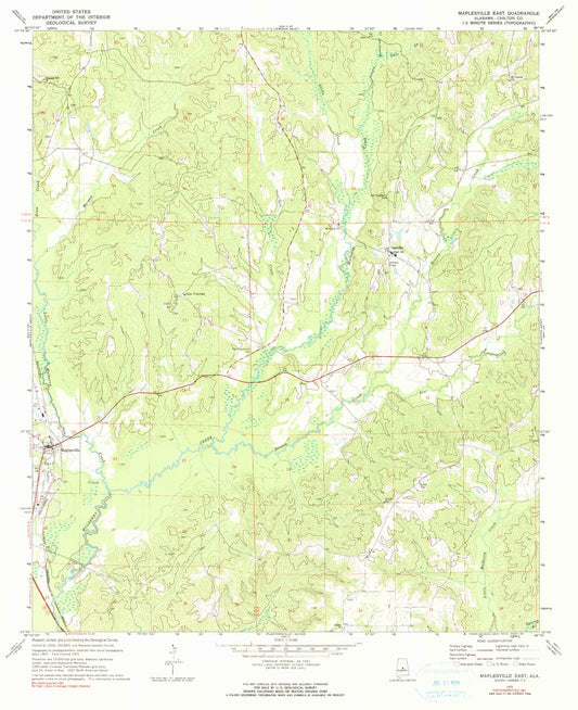 Classic USGS Maplesville East Alabama 7.5'x7.5' Topo Map Image