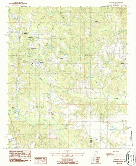 Classic USGS Marbury Alabama 7.5'x7.5' Topo Map Image