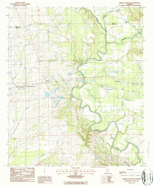 Classic USGS Marion Junction Alabama 7.5'x7.5' Topo Map Image