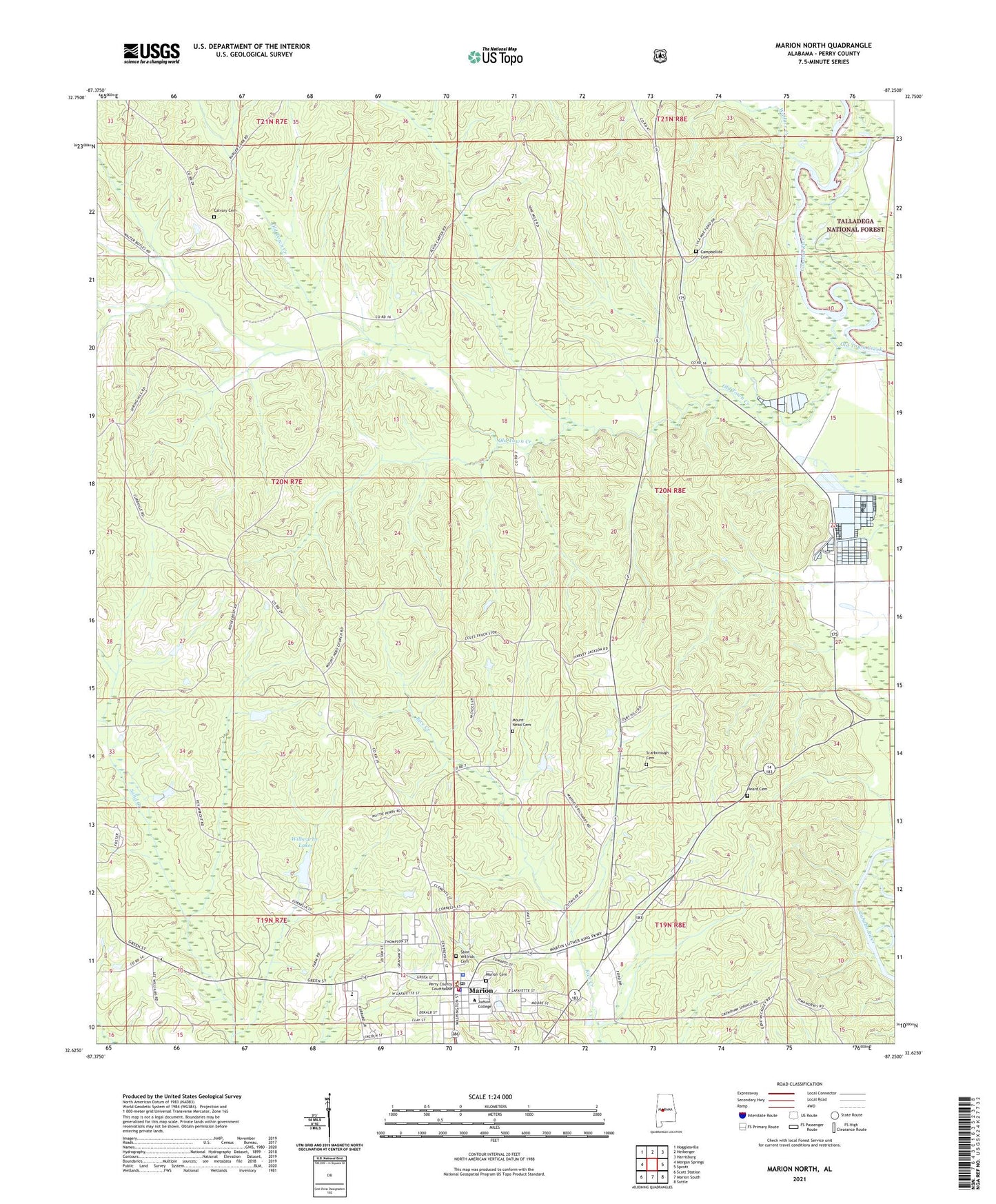 Marion North Alabama US Topo Map Image