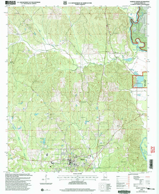 Classic USGS Marion North Alabama 7.5'x7.5' Topo Map Image