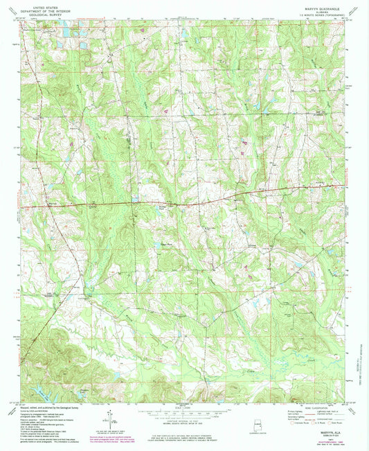 Classic USGS Marvyn Alabama 7.5'x7.5' Topo Map Image