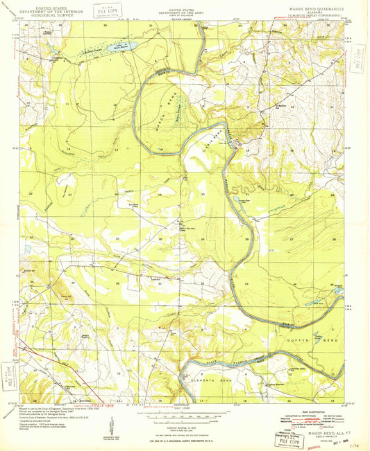 Classic USGS Mason Bend Alabama 7.5'x7.5' Topo Map Image