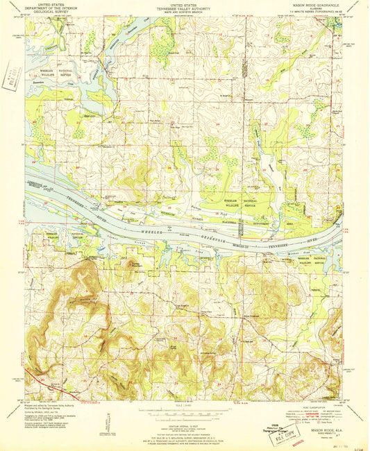 Classic USGS Mason Ridge Alabama 7.5'x7.5' Topo Map Image