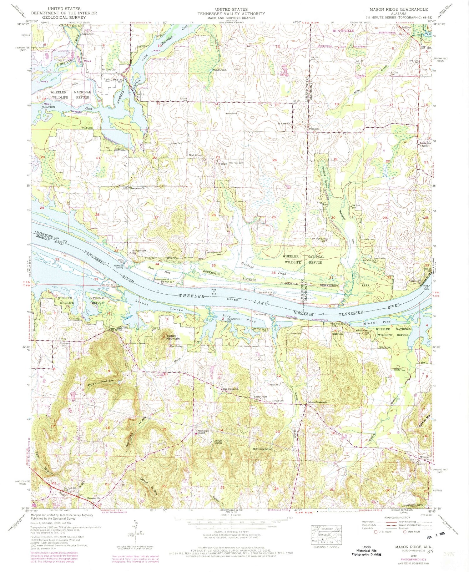 Classic USGS Mason Ridge Alabama 7.5'x7.5' Topo Map Image