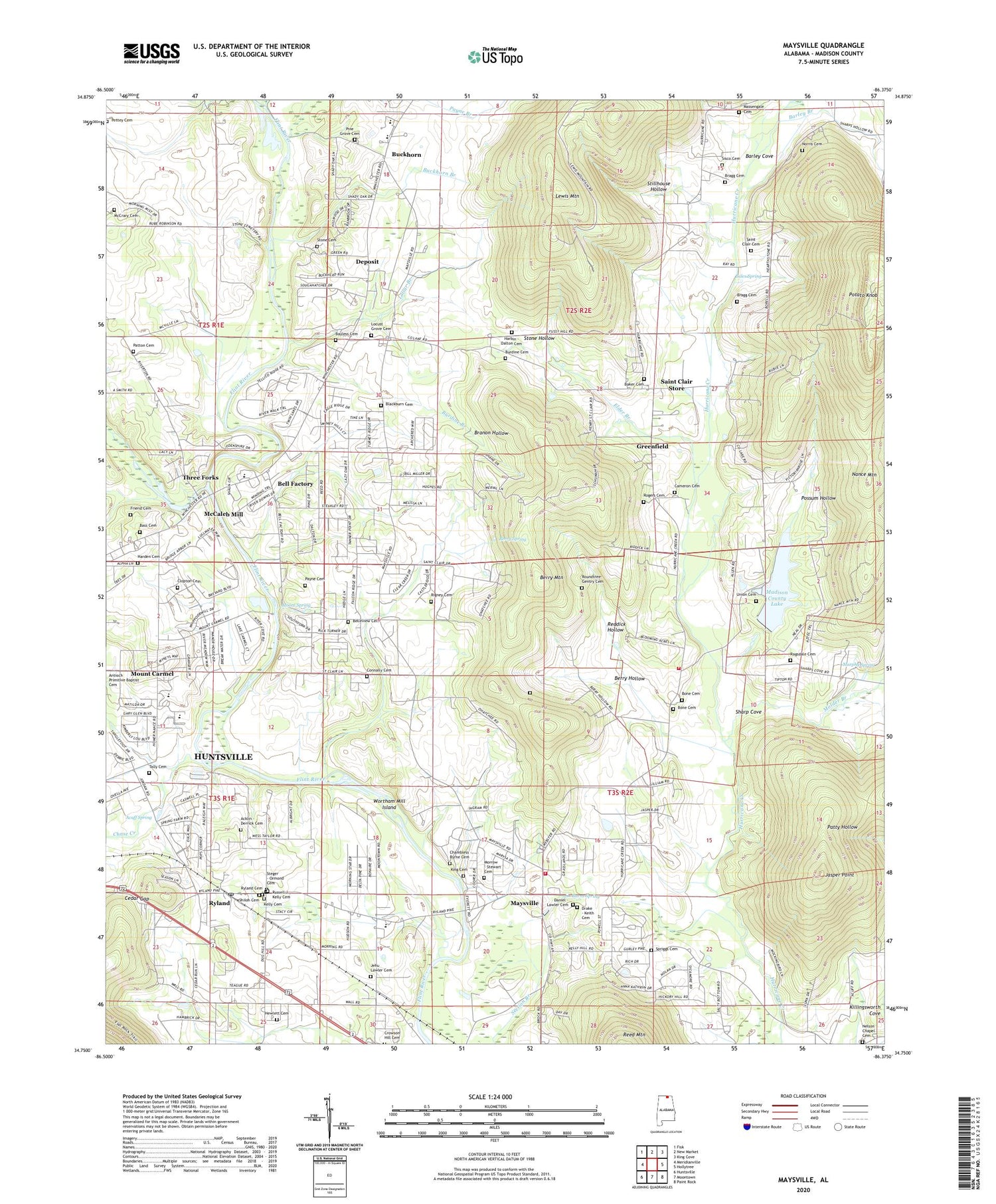 Maysville Alabama US Topo Map Image