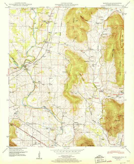 Classic USGS Maysville Alabama 7.5'x7.5' Topo Map Image