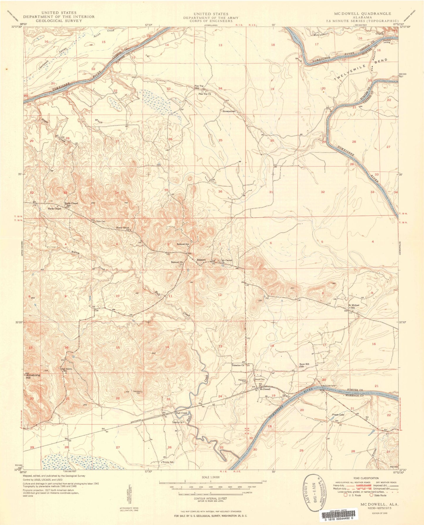 Classic USGS McDowell Alabama 7.5'x7.5' Topo Map Image