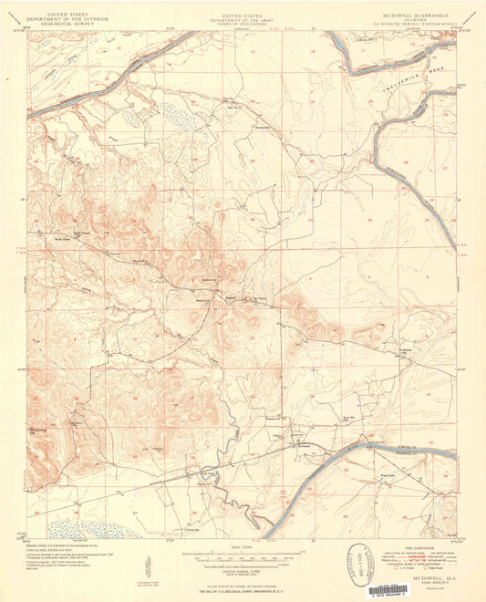 Classic USGS McDowell Alabama 7.5'x7.5' Topo Map Image
