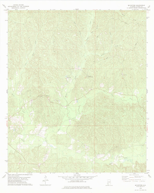 Classic USGS McEntyre Alabama 7.5'x7.5' Topo Map Image