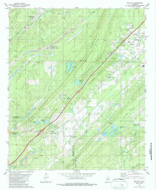 Classic USGS McCalla Alabama 7.5'x7.5' Topo Map Image