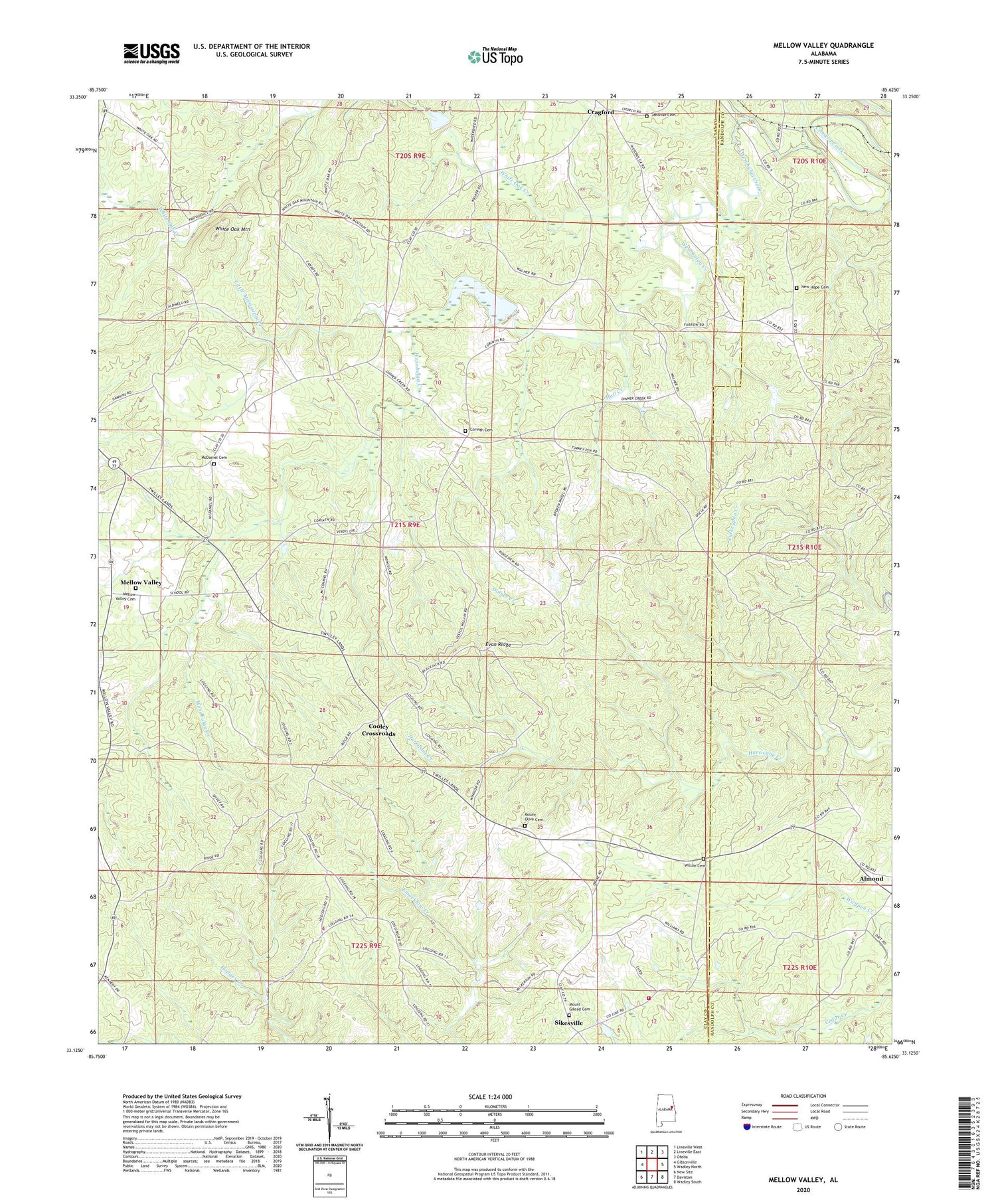 Mellow Valley Alabama US Topo Map Image