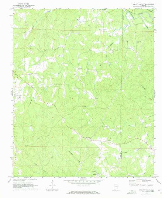 Classic USGS Mellow Valley Alabama 7.5'x7.5' Topo Map Image