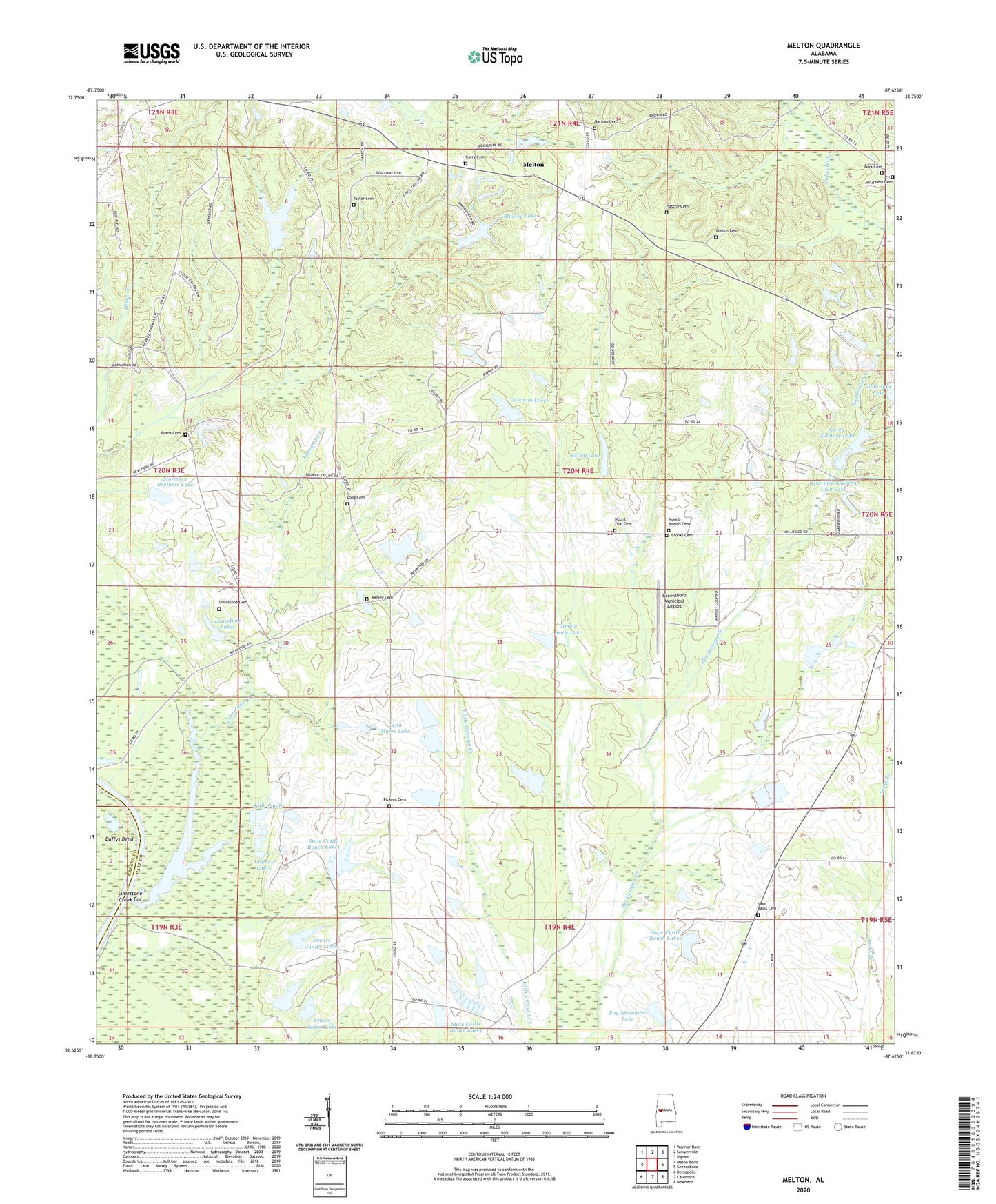 Melton Alabama US Topo Map Image