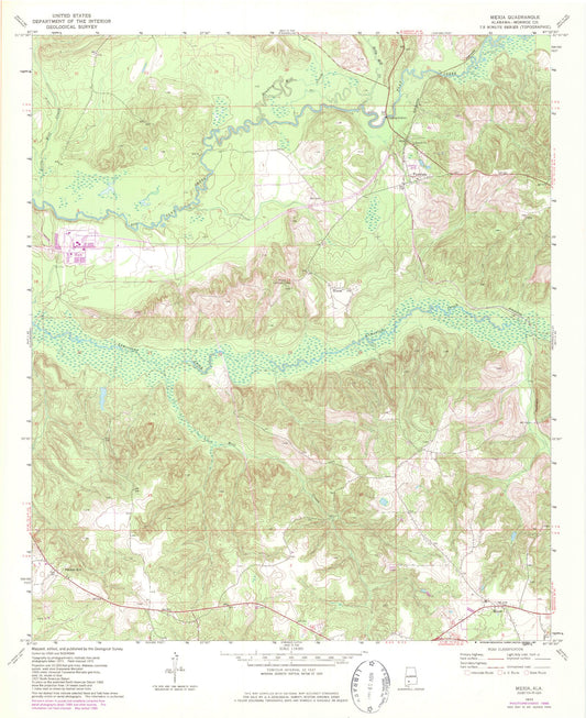 Classic USGS Mexia Alabama 7.5'x7.5' Topo Map Image