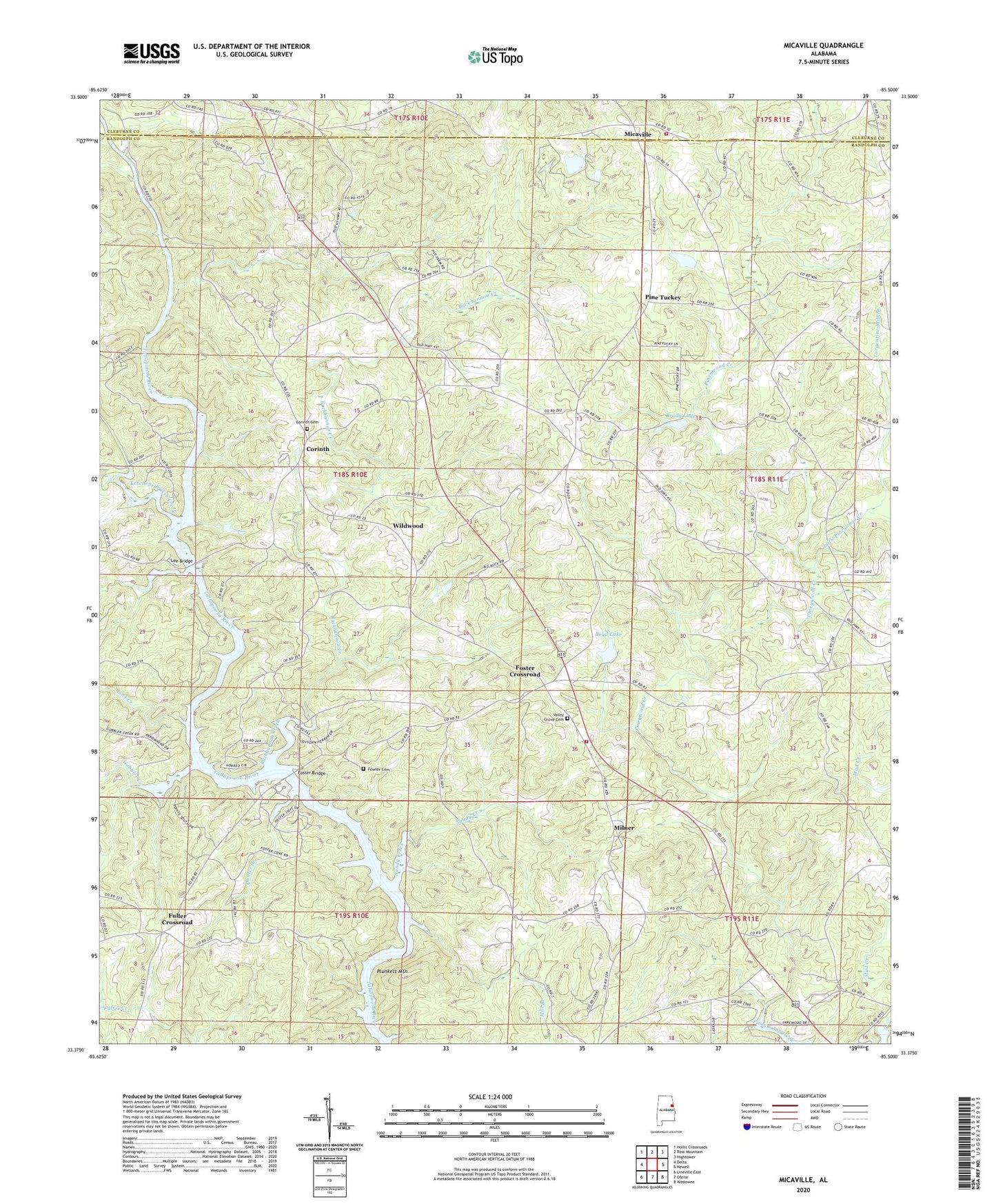 Micaville Alabama US Topo Map Image