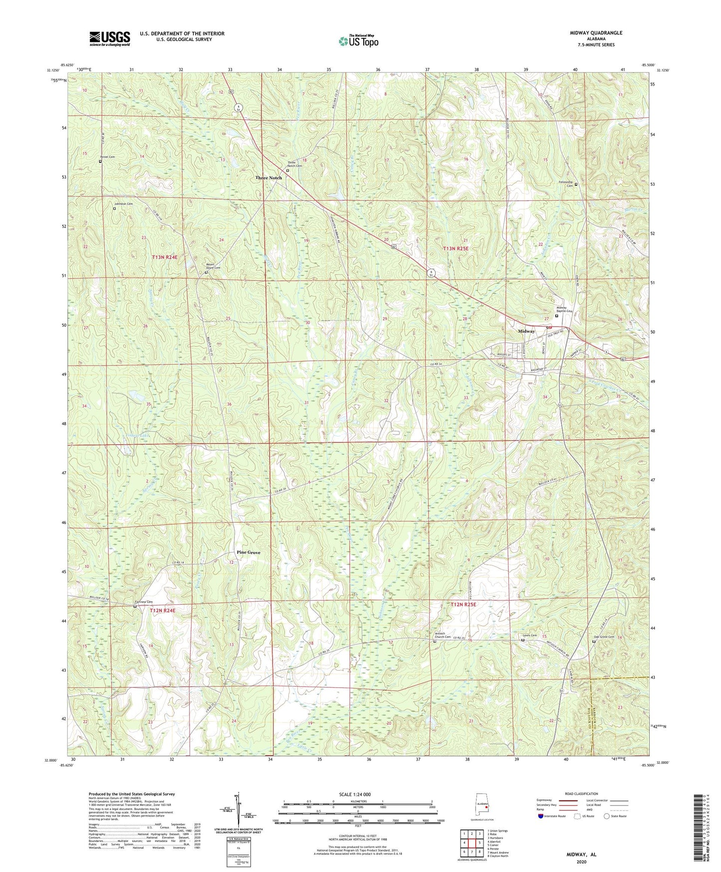 Midway Alabama US Topo Map Image
